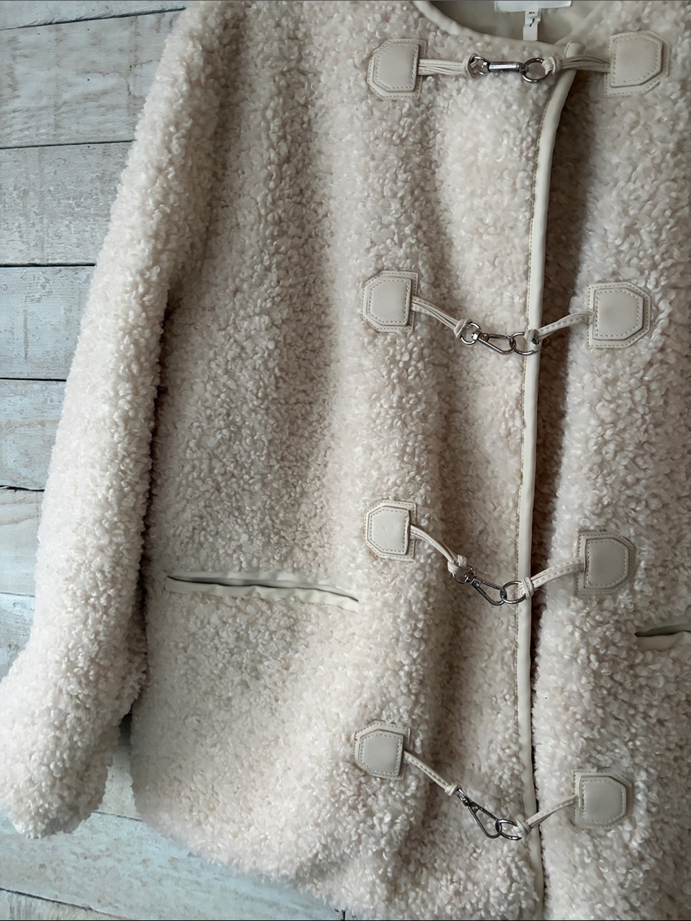 Avec Les Filles Sherpa jacket Anthropologie cream bouclé - Picture 6 of 12
